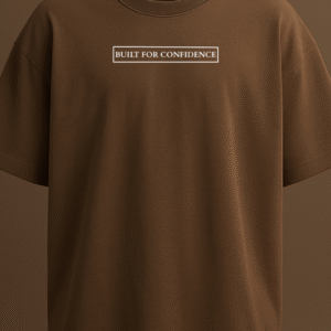 Cshitra – Built for Confidence Men's Coffee Brown Embroidered Pure Cotton Oversized T-Shirt