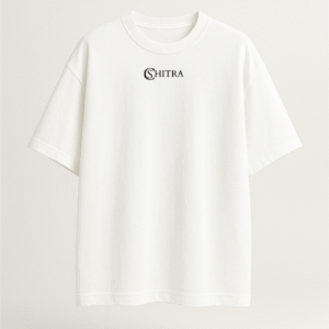 cshitra men's white embroidered pure cotton oversized t shirt