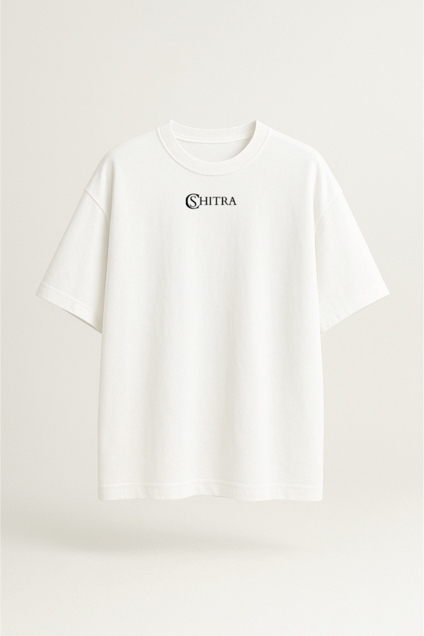 cshitra men's white embroidered pure cotton oversized t shirt