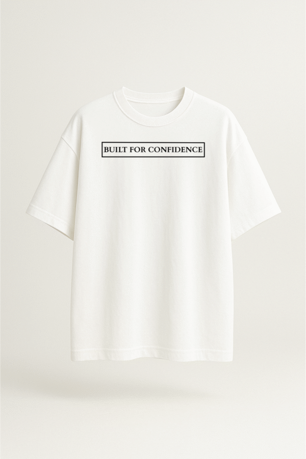 Cshitra – Built for Confidence Men's White Embroidered Pure Cotton Oversized T-Shirt