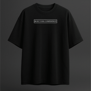 Cshitra – Built for Confidence Men's Black Embroidered Pure Cotton Oversized T-Shirt