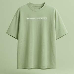 Cshitra – Built for Confidence Men's Pista Green Embroidered Pure Cotton Oversized T-Shirt