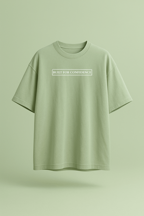 Cshitra – Built for Confidence Men's Pista Green Embroidered Pure Cotton Oversized T-Shirt