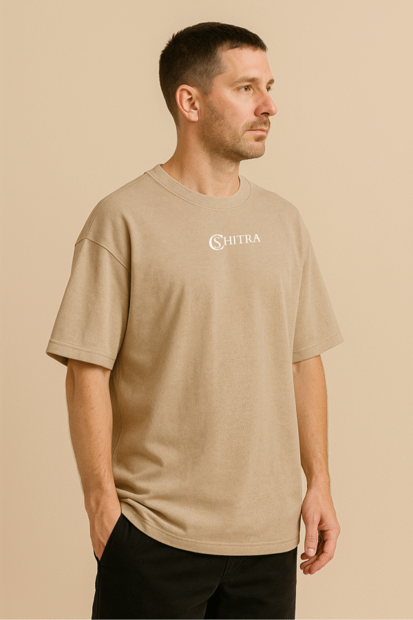 cshitra men's white embroidered pure cotton oversized t shirt