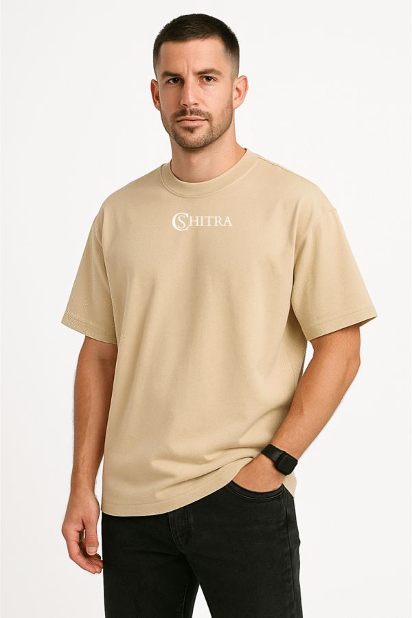 cshitra men's white embroidered pure cotton oversized t shirt