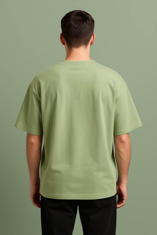 Cshitra – Built for Confidence Men's Pista Green Embroidered Pure Cotton Oversized T-Shirt - Image 3